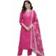 Generic Women's Chanderi Silk Ethnic Motif V-Neck 3/4th Sleeve Kurti With Pant Dupatta Set (Pink) Generic Women's Chanderi Silk Ethnic Motif V-Neck 3/4th Sleeve Kurti With Pant Dupatta Set (Pink)