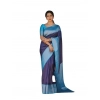 Generic Women's Soft Lichi Silk Printed Saree With Unstitched Blouse 5.5Mtr (Blue)