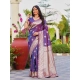 Generic Women's Jacquard Printed Saree With Unstitched Blouse 5.5Mtr (Purple)