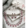 Generic Women's Brass Silver Plated Necklace set (Pink)