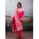 Generic Women's Silk Blend Printed Saree With Unstitched Blouse 5.5Mtr (Pink) Generic Women's Silk Blend Printed Saree With Unstitched Blouse 5.5Mtr (Pink)