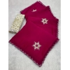 Generic Women's Chiffon Butti Dotted Saree With Unstitched Blouse 5.5Mtr (Pink)