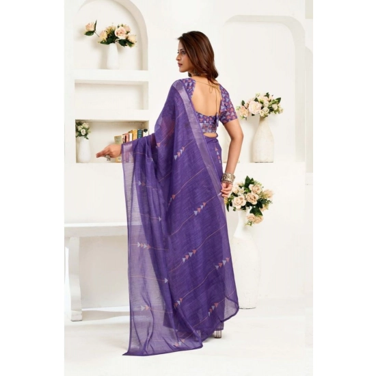 Generic Women's Faux Linen Geometric Print Ready to wear Saree With Unstitched Blouse 5.5Mtr (Purple) Generic Women's Faux Linen Geometric Print Ready to wear Saree With Unstitched Blouse 5.5Mtr (Purple)