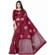 Generic Women's Soft Lichi Silk Printed Saree With Unstitched Blouse 5.5Mtr (Maroon)