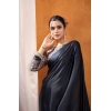 Generic Women's Satin Crepe Printed Saree With Unstitched Blouse 5.5Mtr (Black) Generic Women's Satin Crepe Printed Saree With Unstitched Blouse 5.5Mtr (Black)