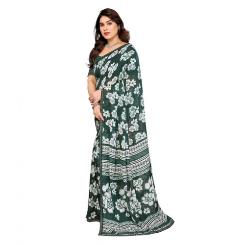 Women's Georgette Printed Saree With Unstitched Blouse 5.5Mtr (Green) Women's Georgette Printed Saree With Unstitched Blouse 5.5Mtr (Green)