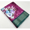 Generic Women's Cotton Blend Floral Printed Saree With Unstitched Blouse 5.5Mtr (Multicolor)