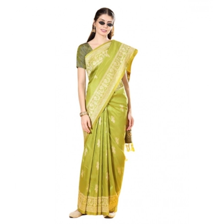 Generic Women's Raw_Silk Woven_Motif Saree With Unstitched Blouse 5.5Mtr (Olive) Generic Women's Raw_Silk Woven_Motif Saree With Unstitched Blouse 5.5Mtr (Olive)