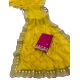 Generic Women's Star Georgette Embroidered Saree With Unstitched Blouse 5.5Mtr (Yellow)