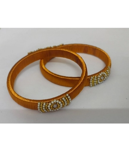 Generic Women's Plastic Silk Thread Bangles (Light Brown, Size: 2.1)