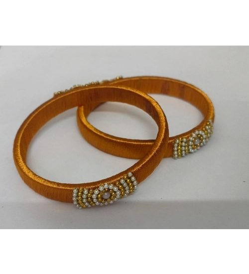 Generic Women's Plastic Silk Thread Bangles (Light Brown, Size: 2.1)