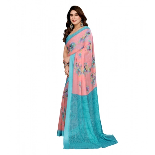 Women's Georgette Printed Saree With Unstitched Blouse 5.5Mtr (Pink) Women's Georgette Printed Saree With Unstitched Blouse 5.5Mtr (Pink)