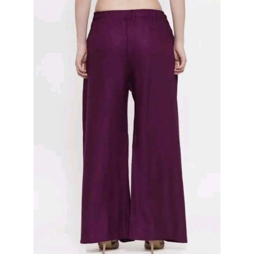 Women's Casual Rayon Solid Ankle Length Palazzo (Purple, Free Size)