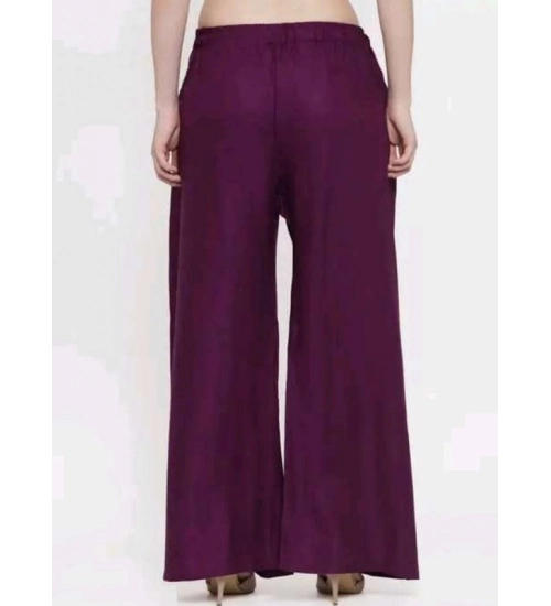 Generic Women's Casual Rayon Solid Ankle Length Palazzo (Purple, Free Size)