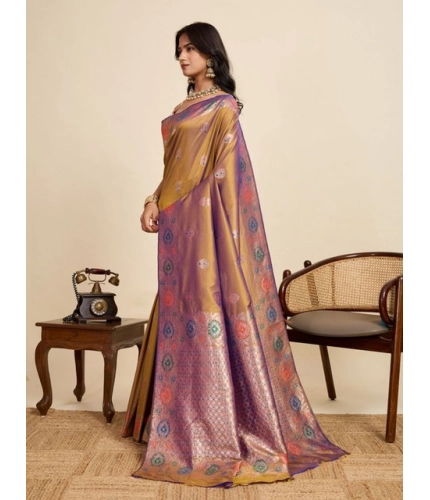 Generic Women's Faux_Banarasi_Silk Woven Saree With Unstitched Blouse 5.5Mtr (Mustard)