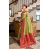 Generic Women's Silk Blend Booti Work Ready to wear Saree With Unstitched Blouse 5.5Mtr (Green)