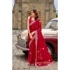 Generic Women's Faux Shimmer Geometric Ready to wear Saree With Unstitched Blouse 5.5Mtr (Red) Generic Women's Faux Shimmer Geometric Ready to wear Saree With Unstitched Blouse 5.5Mtr (Red)