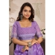 Generic Women's Linen Cotton Printed Ready To Wear Saree With Unstitched Blouse 5.5 Mtr (Lavender)