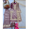 Generic Women's Silk Embroidered 3/4th Sleeve Round Kurti With Palazzo Pant and Dupatta Set (Lavender) Generic Women's Silk Embroidered 3/4th Sleeve Round Kurti With Palazzo Pant and Dupatta Set (Lavender)
