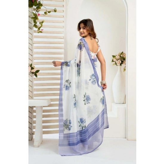 Generic Women's Faux_Linen Printed Ready-to-Wear Saree With Unstitched Blouse 5.5 Mtr (White) Generic Women's Faux_Linen Printed Ready-to-Wear Saree With Unstitched Blouse 5.5 Mtr (White)