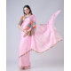 Generic Women's Soft Crepe Silk Printed Ready To Wear Saree With Unstitched Blouse 5.5Mtr (Pink)