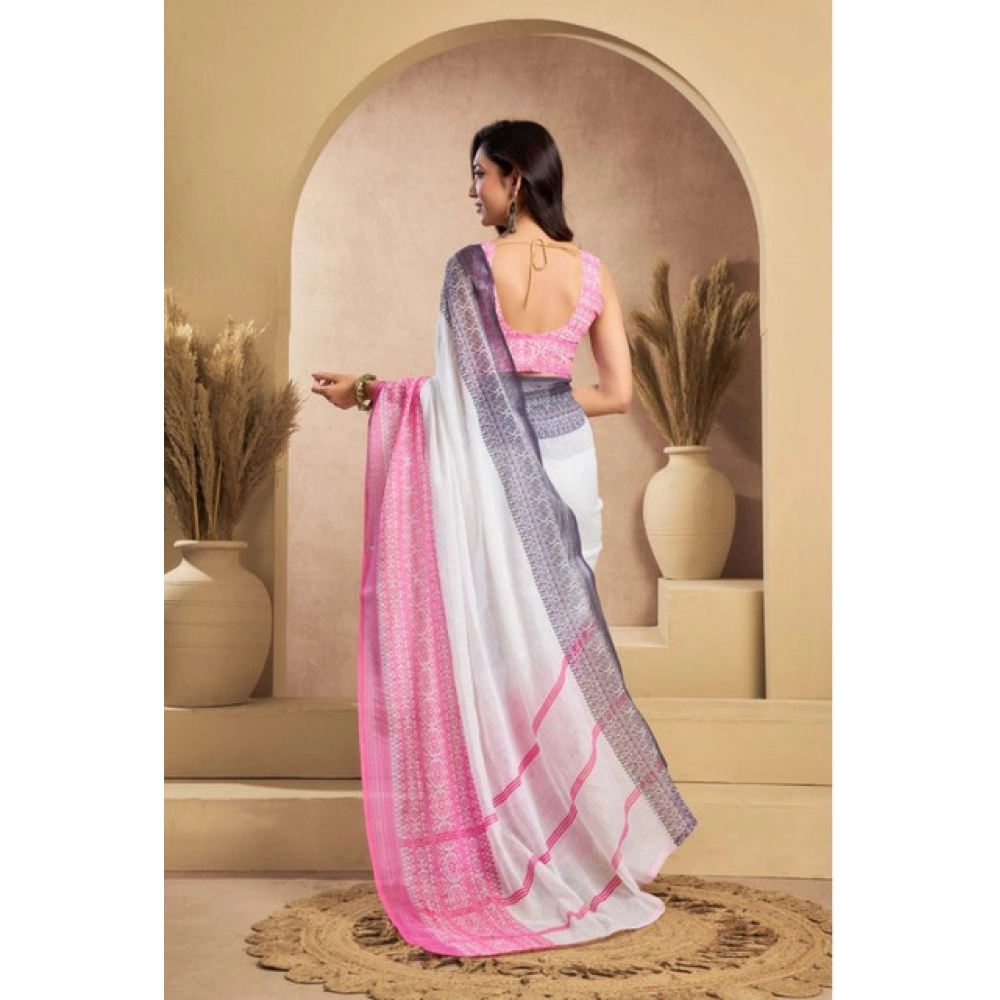 Generic Women's Faux_Linen Printed Ready-to-Wear Saree With Unstitched Blouse 5.5 Mtr (Off_White) Generic Women's Faux_Linen Printed Ready-to-Wear Saree With Unstitched Blouse 5.5 Mtr (Off_White)