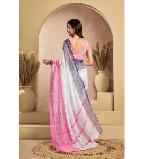 Generic Women's Faux_Linen Printed Ready-to-Wear Saree With Unstitched Blouse 5.5 Mtr (Off_White) Generic Women's Faux_Linen Printed Ready-to-Wear Saree With Unstitched Blouse 5.5 Mtr (Off_White)