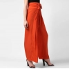 Generic Women's Polyester Solid Smocked Trousers (Orange)