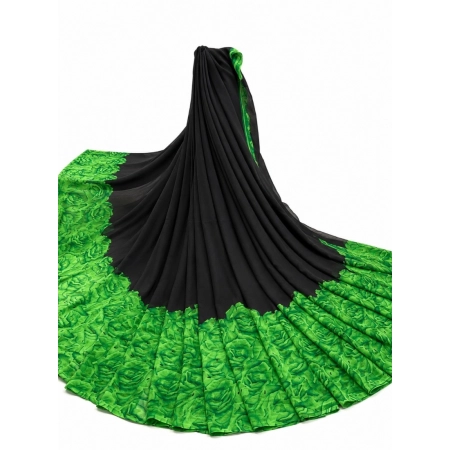 Generic Women's Georgette Printed Saree With Unstitched Blouse 5.5Mtr (Black-Green) Generic Women's Georgette Printed Saree With Unstitched Blouse 5.5Mtr (Black-Green)