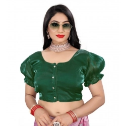 Generic Women's Jimmy Solid Designer Neck Elastic Sleeve Readymade Blouse (Green 38 , Alterable up to 42)-PID65829