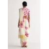 Generic Women's Linen Printed Saree With Unstitched Blouse 5.5Mtr (White)