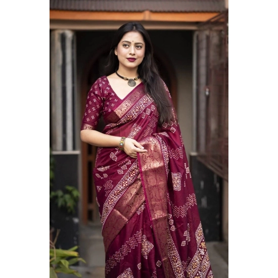 Generic Women's Cotton Silk Printed Saree With Unstitched Blouse 5.5Mtr (Wine) Generic Women's Cotton Silk Printed Saree With Unstitched Blouse 5.5Mtr (Wine)