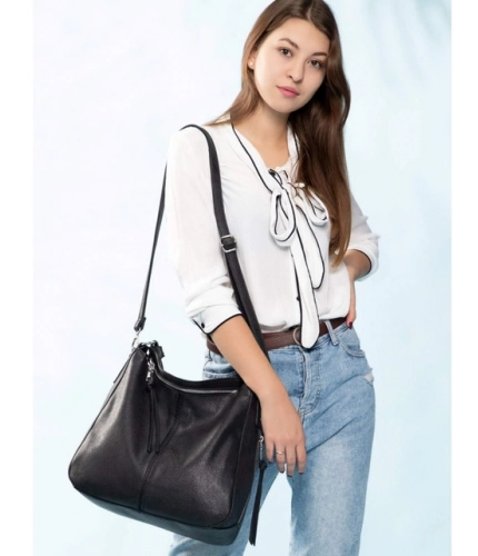 Generic Women's PU Leather Zipper Handbag (Black)