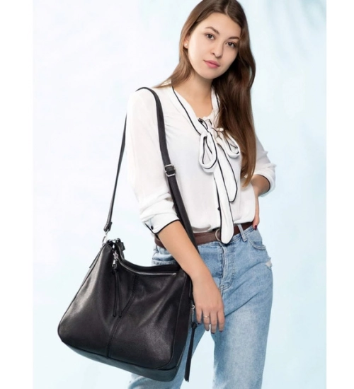 Generic Women's PU Leather Zipper Handbag (Black)