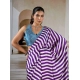 Generic Women's Satin Crepe Printed Saree With Unstitched Blouse 5.5Mtr (Purple)