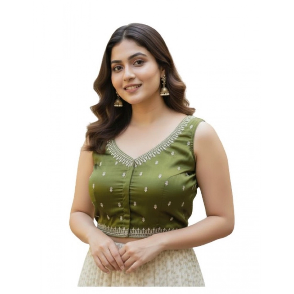 Generic Women's Zimmi Choo Sequin Work V-Neck Padded Blouse (Olive 38 Ready (Self Alterable 36–40) Generic Women's Zimmi Choo Sequin Work V-Neck Padded Blouse (Olive 38 Ready (Self Alterable 36–40)