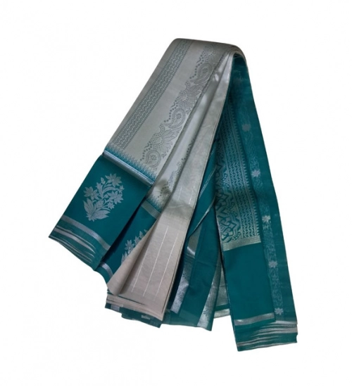 Generic Women's Soft Silk Wooven Saree With Unstitched Blouse 5.5Mtr (Silver)