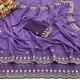 Generic Women's Star Georgette Embroidered Saree With Unstitched Blouse 5.5Mtr (Purple)