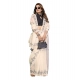 Generic Women's Linen Cotton Printed Saree With Unstitched Blouse 5.5Mtr (Off White)