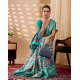 Generic Women's Faux_Silk Printed Saree With Unstitched Blouse 5.5Mtr (Turquoise)