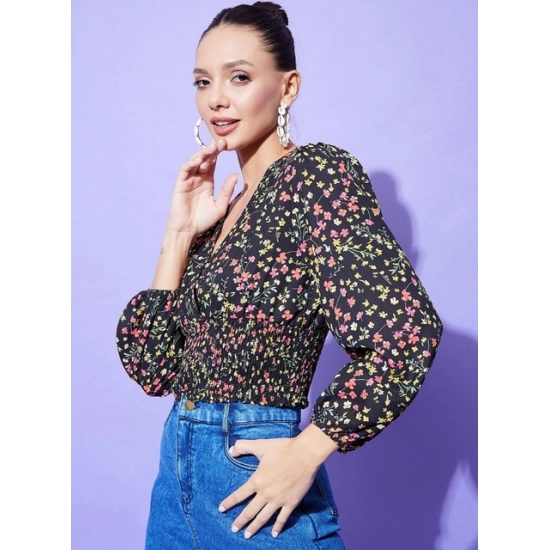 Generic Women's Polyester Floral Long Sleeves Top (Multicolor) Generic Women's Polyester Floral Long Sleeves Top (Multicolor)