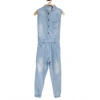 Generic Girl's Denim Embellished Sleeveless Jumpsuit (Blue) Generic Girl's Denim Embellished Sleeveless Jumpsuit (Blue)
