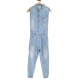 Generic Girl's Denim Embellished Sleeveless Jumpsuit (Blue)