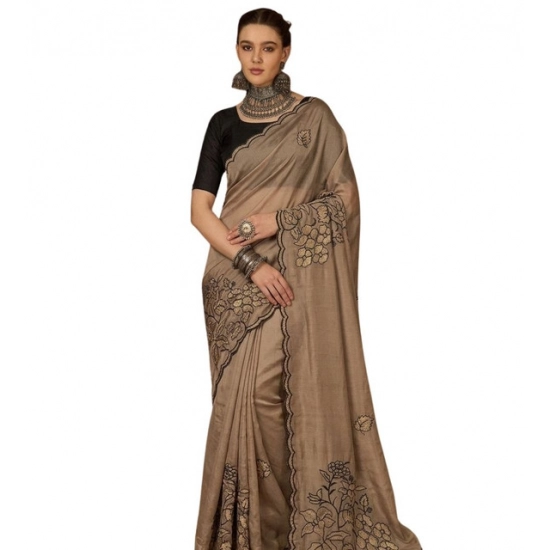 Generic Women's Viscose Silk Embroidered Saree With Unstitched Blouse 5.5Mtr (Brown) Generic Women's Viscose Silk Embroidered Saree With Unstitched Blouse 5.5Mtr (Brown)