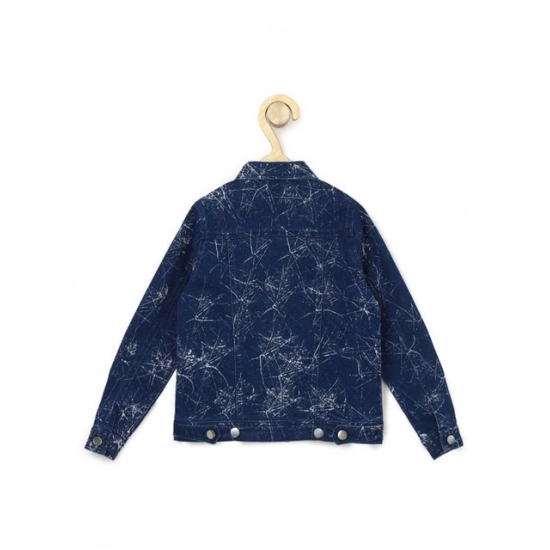 Generic Girl's Denim Washed Flutter Jacket with Crinkle (Blue)