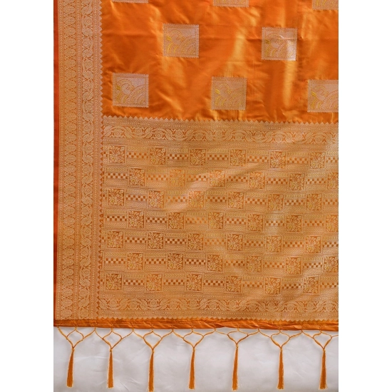 Generic Women's Silk Blend Printed Saree With Unstitched Blouse 5.5Mtr (Orange) Generic Women's Silk Blend Printed Saree With Unstitched Blouse 5.5Mtr (Orange)
