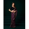 Generic Women's Net Sequence Saree With Unstitched Blouse 5.5Mtr (Purple)