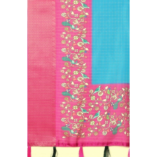 Generic Women's Cotton Silk Printed Saree With Unstitched Blouse 5.5Mtr (Blue-Pink) Generic Women's Cotton Silk Printed Saree With Unstitched Blouse 5.5Mtr (Blue-Pink)
