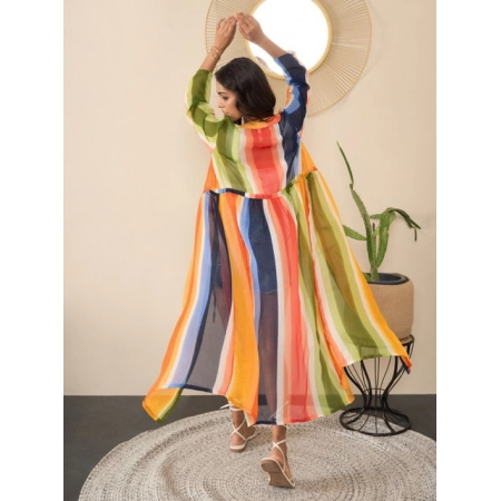 Generic Women's Polyester Crepe Printed Long Sleeves Shrug (Multicolor) Generic Women's Polyester Crepe Printed Long Sleeves Shrug (Multicolor)