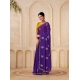 Generic Women's Digital Printed  Georgette Saree With Unstitched Blouse (Purple, 5-6 Mtrs)